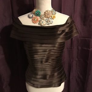JS Collections Stunning Satiny Layered Brown Top-8